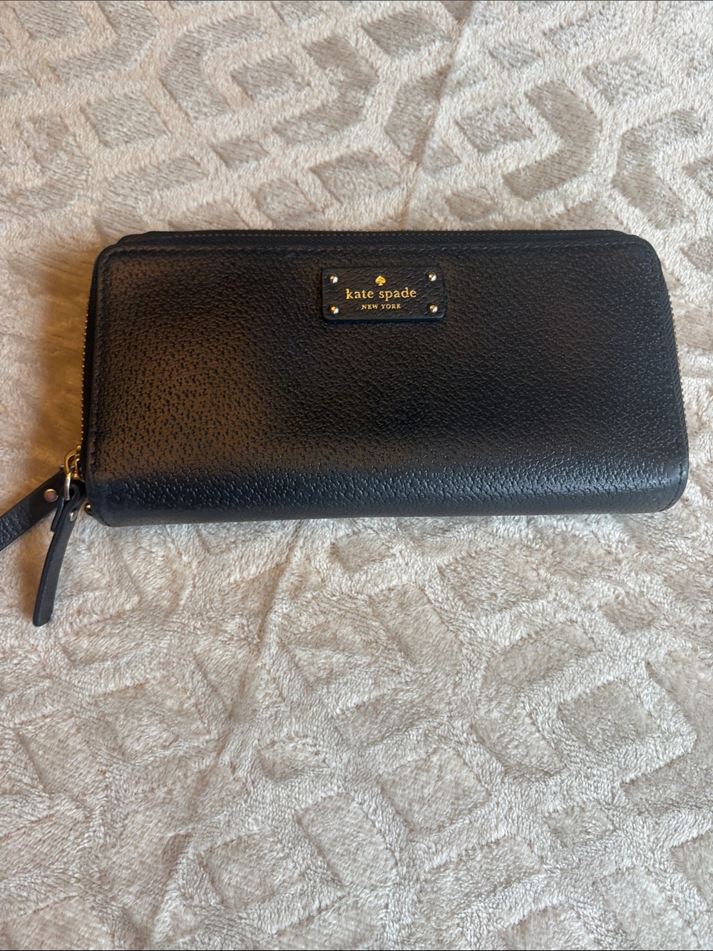 Kate Spade Black Leather Zip-Around Wallet